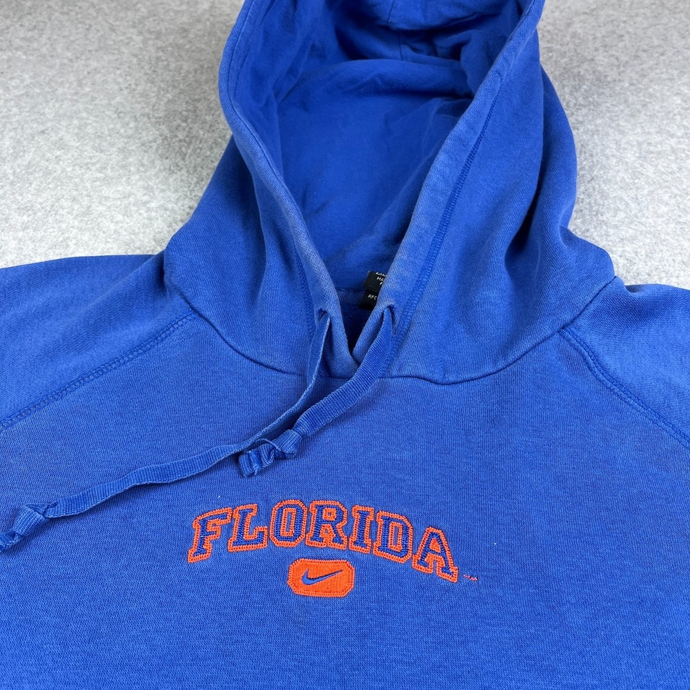 VTG Nike Florida Gators Hoodie Youth XL 16-18 Center Swoosh NCAA Blue Sweatshirt - Picture 3 of 12